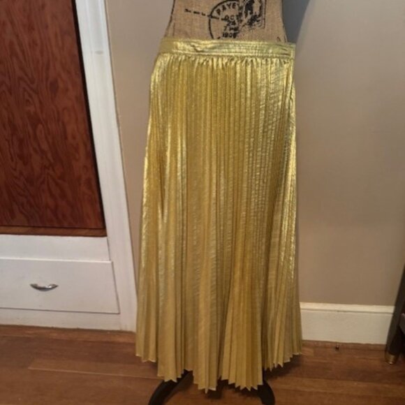 NWT J. Crew Pleated wrap skirt in gold lamé size 10 - Picture 1 of 5